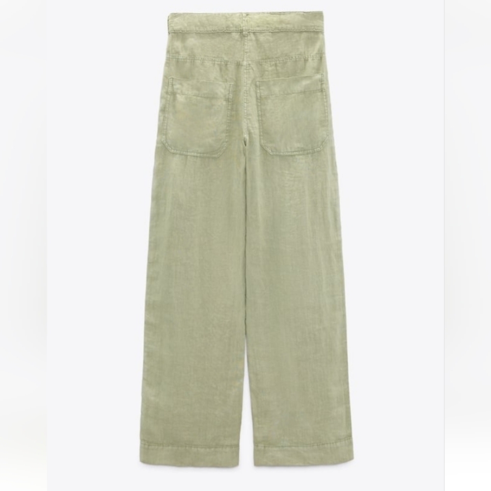 Zara Wide Leg 100% Linen  Pants - Picture 6 of 9